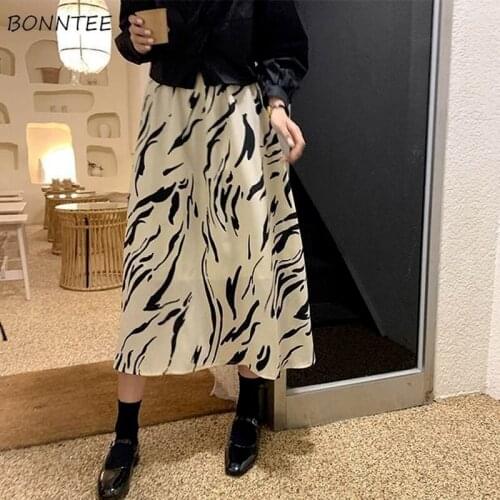 Skirts Women Chiffon Simple Korean Summer Soft Breathable Faldas Mujer Clothing Casual All-match BF Style Zebra-Print Club-wear