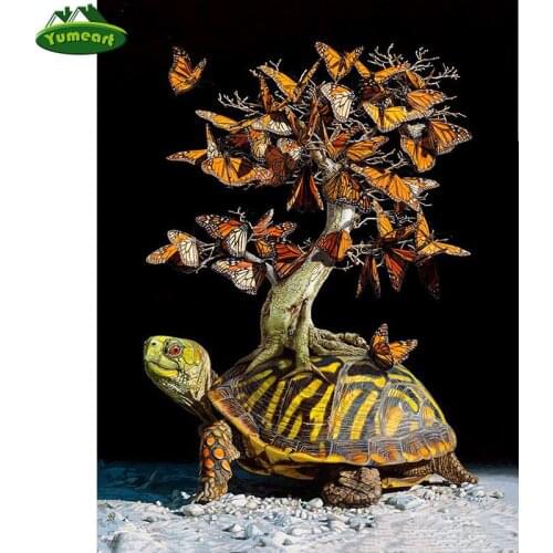 YUMEART DIY Diamond Painting By Number Creative Crafts Turtle Butterfly Rhinestones Mosaic Cross Stitch Fashion Home Decoration