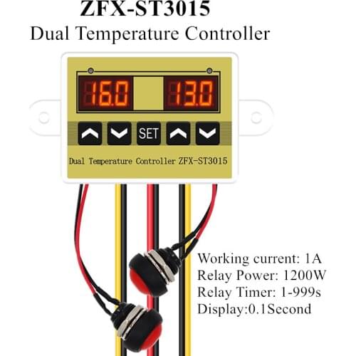 ZFX-ST3015 Dual Temperature Controller Incubator Controller temperature Humidity Thermostat Temperature Controller Regulator