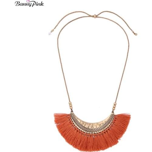Bohemia Tassel Pendant Choker Necklace For Women Ethnic Statement Choker Collar FashionJewelry Collier Colar Chunky Chain Choker
