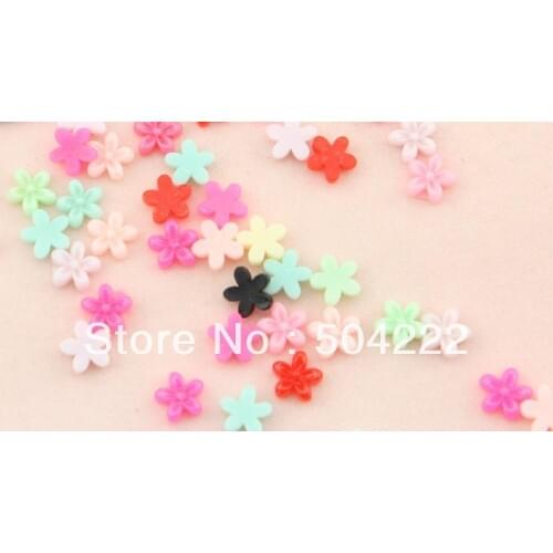 400pcs handmade miniature nail art resin colorful flower Cabochon for Kawaii Decoden DIY 7mm nail art