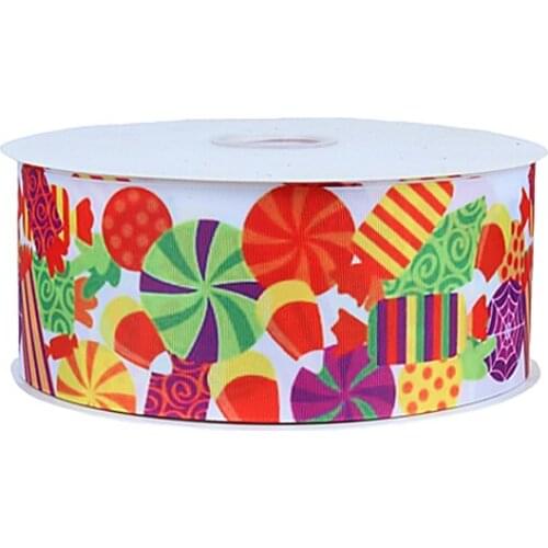 50yards/lot) Wholesale FLORA Ribbons halloween candy grosgrain cheer bow ribbon