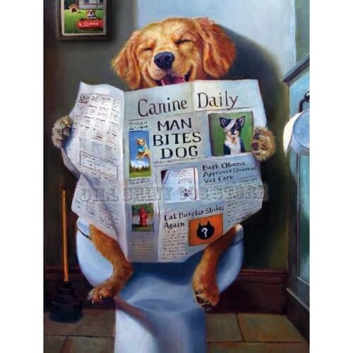 5D DIY Diamond Painting Cartoon Toilet Dogs 3D Full Drill Diamond Embroidery Cross Stitch Painting wall Decor Needlework Gift
