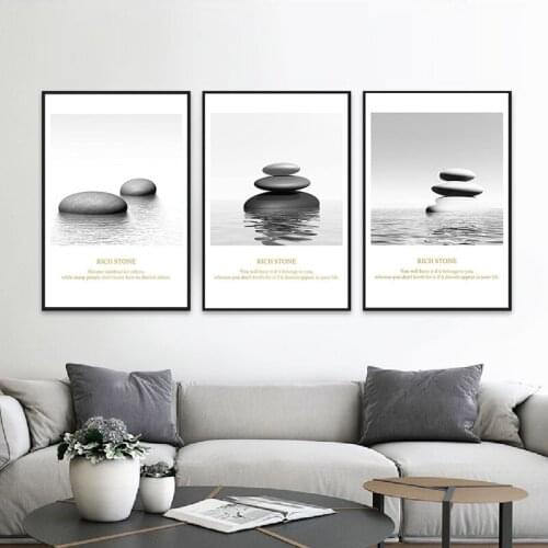 Abstract White Black Stones Canvas Painting Posters and Prints Modern Wall Art Pictures for Living Room Nordic Canvas Art Decor