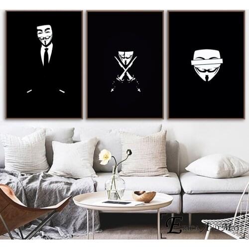 Big V Movie Figure Minimalist Posters and Prints Canvas Art Painting Wall Pictures For Living Room Home Decorative No Frame