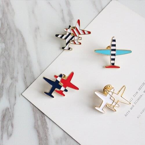 I-Remiel Fashion Small Airplane Enamel Brooch Pin Aircraft Brooches and Pins for Womens Cardigan Suit Shirt Collar Accessories