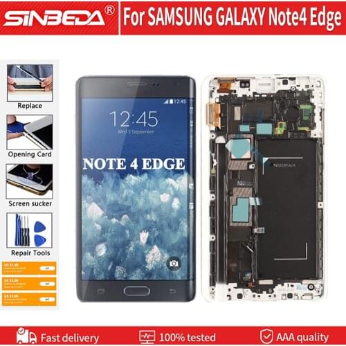 Original For Samsung Galaxy Note 4 Edge N915 N9150 N915F LCD Display For Samsung Note4 Edge Touch Screen Digitizer with Frame