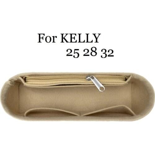 For Kelly25/28/32 handbag Makeup bag Organize zipper bag insert base shaper felt Toiletry Storage Bags travel cosmetic bag girl