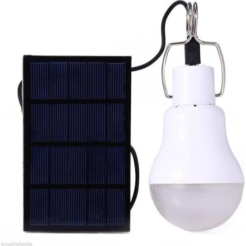 Energy Saving ABS White LED Bulb Shape Solar Rechargeable or USB Emergency Camping Light Ourdoor Camp Lamp