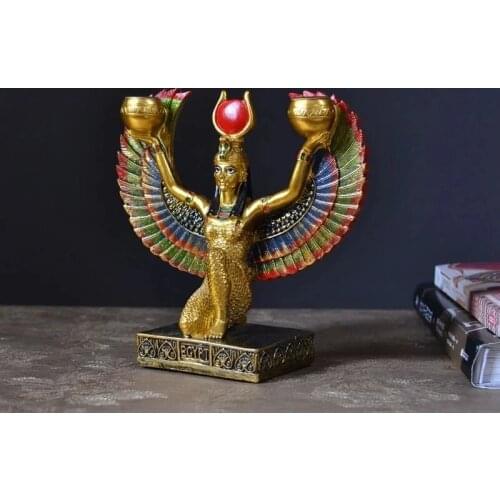 Isis The God of Fertility In Ancient Egypt Statue Queen Candleholder God Character Statue Creative Resin Crafts Home Decortion