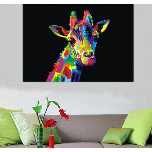 JQHYART Pop Canvas Art Painting The Colorful Giraffe Wall Pictures For Living Room Home Decor Posters And Prints