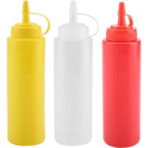 10pcs 240ml Kitchen Squeeze Bottle Condiment Dispenser for Sauce Oil Cream Vineger Ketchup Cruet Storage Bottles