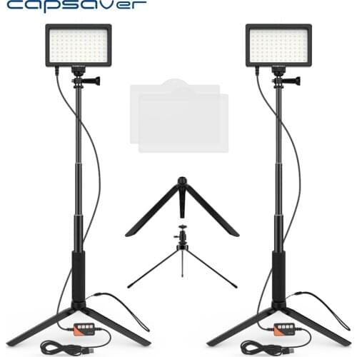 Capsaver LED Video Light TL-96A Photography Lamp Bi-color 3200-5600K Dimmable Panel Light with Tripod for Youtube Selfie Makeup