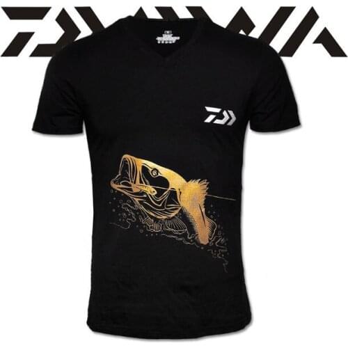 Summer Men Short-sleeve Fishing T Shirt Quick-dry Outdoor Sports Gold Fish Print Cotton T-shirt Hot Sale Fishing Clothing