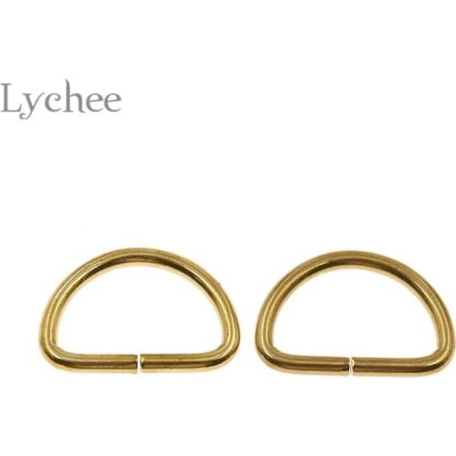Lychee Life Solid Brass D-Ring Buckles Wallet Crafts Metal Buckle DIY Bag Luggage Hardware Leather Supplies Accessories