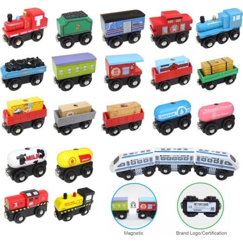 1PCS Magnetic Train Toys Wooden Railway Track Accessories Can Be Connected Variety Wooden Train Toys For Children Gifts