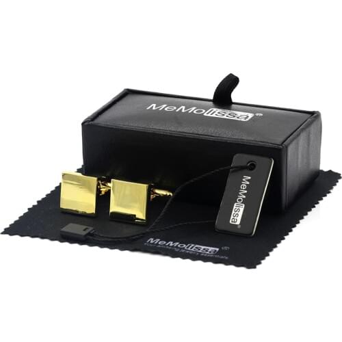 MeMolissa Display Box Simple Style Gold Cufflinks Solid Color Curved Business Shirts Cuff Gifts for men Free Tag & Wipe Cloth