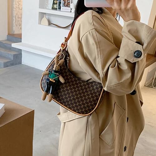 2020 Fashion Brand Women Handbag Retro Alligator Subaxillary Bag Vintag Underarm Bag Cute Doll Decoration Shoulder Bag Tote