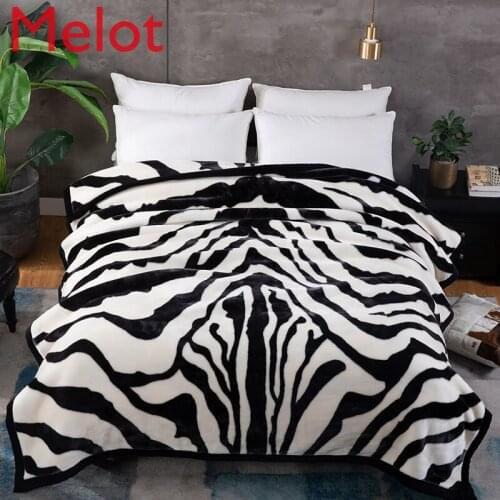 Fashion Zebra Pattern Blanket Duvet Warm Black And White Velvet Blanket Thickened Cloud Blanket Blanket Fluffy Blanket