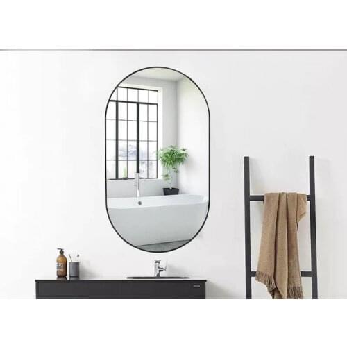 Cheap Promotion Fashion Popular Modern Design Nordic Style Wall mounted Black Oval Living Washing Room Decoration Mirror 1PC