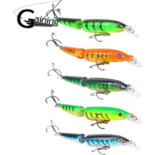 Set of 5 Colored Multi Jointed Hard Fishing Lures Baits 2 Sections Bass Swimbait Fish Lure Fishing for Freshwater and Seawater