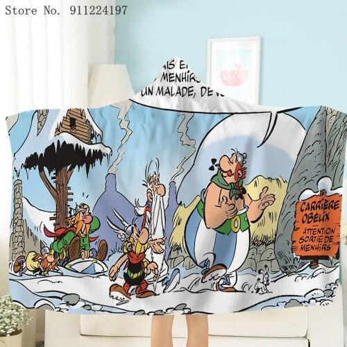 French Comics Astérix le Gaulois 3d Printed Hooded Blanket Adult Child Sherpa Fleece Wearable Blanket Microfiber Bedding Cover
