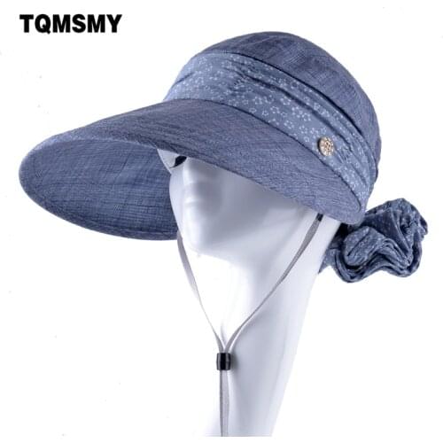 TQMSMY Solid color summer Hats For women Panama Beach hat girls Anti-UV sun caps womens Bowknot Turban Chapeu feminino