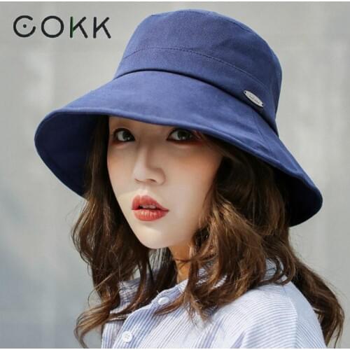 COKK Spring Women Hat Cap Flat Bucket Hat Ladies Sun Hat Female Summer Hip Hop Panama Cap Bob Chapeau Fisherman Fishing Hat