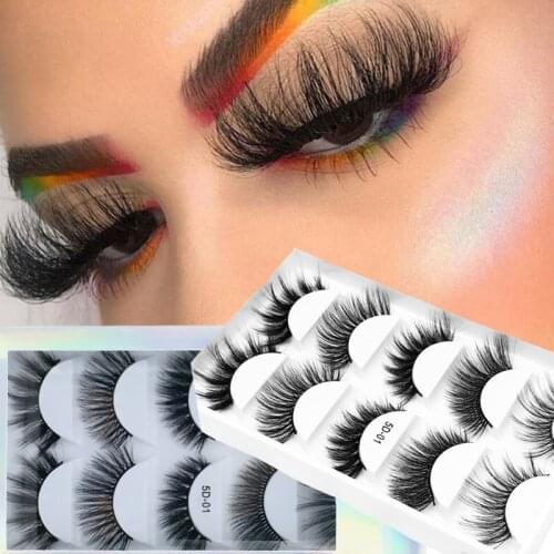5 pairs 5D stereo false eyelashes imitating mink hair natural thick and thick eyelashes laser box natural nude makeup eyelashes