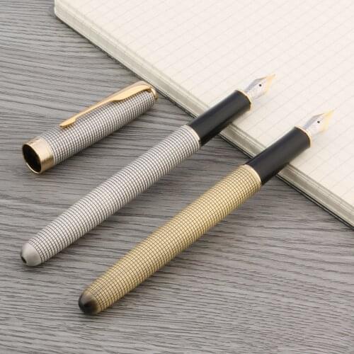 High quality JINHAO 75 calligraphy Fountain Pen Sculpture Pattern golden silver Stationery Office school supplies INK PENS NEW