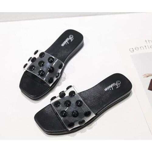 Fluorescent Green Sandals Women Fashion Polka Dot Flat Heel Shoe Summer Slippers Light Comfortable Wear Non-Slip New Wild