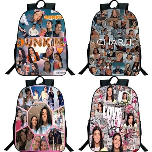 Mochila Charli D'Amelio School Bag For Teens Students Bookbag Girls Cute Schoolbag Charli Damelio Rucksack Women Travel Backpack