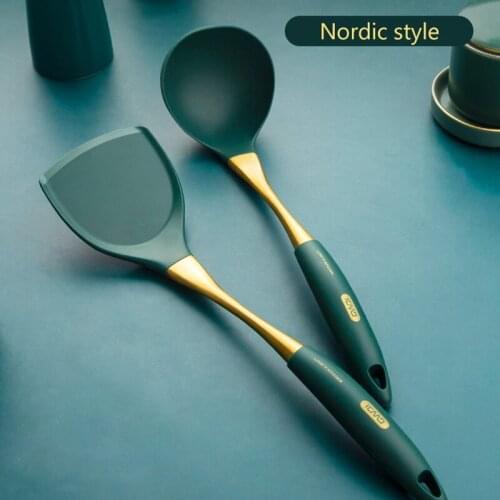 Silicone Spatula Soup Spoon Set Nordic Style Kitchen Tool Non-stick Cooking Appliances Stainless Steel High Temperature Utensils