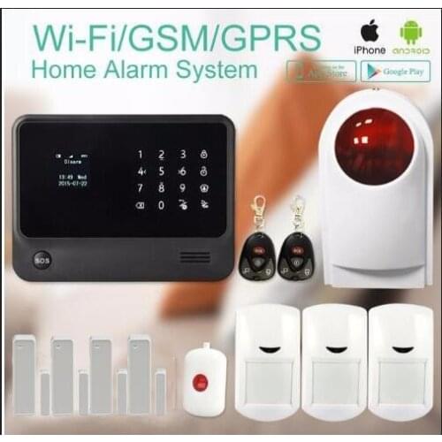 WIFI GSM alarm system APP control intruder gsm wifi alarm support sensor self checking smart socket two way intercom home alarm