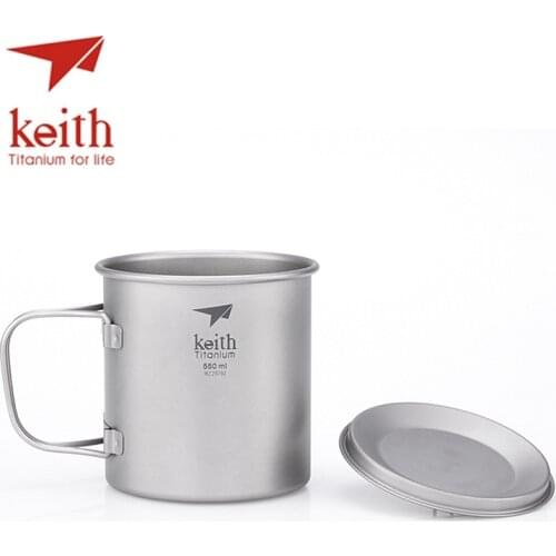 Keith Folding Titanium Water Mugs Camping Cups Drinkware Travel Mug With Lid 550ml