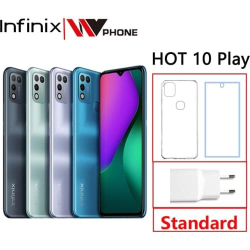 Infinix HOT 10 PLAY Smart Phone Global Version 2GB 32GB 4GB 64GB 6.82'' HD+ Display 6000mAh Helio G25 G35 MobilePhones