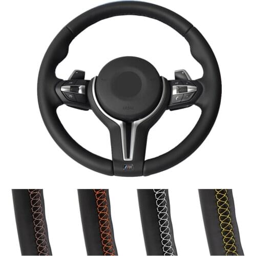 Customized Car Steering Wheel Cover For BMW F87 M2 2015-2017 / F80 M3 2014-2017 / F82 M4 2014-2017 / M5 Leather Steering Wrap