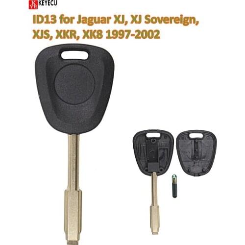 KEYECU Replacement Transponder Key Fob With Chip ID13 For Jaguar XJ, XJ Sovereign, XJS, XKR, XK8 1997-2002 Uncut Blank Blade
