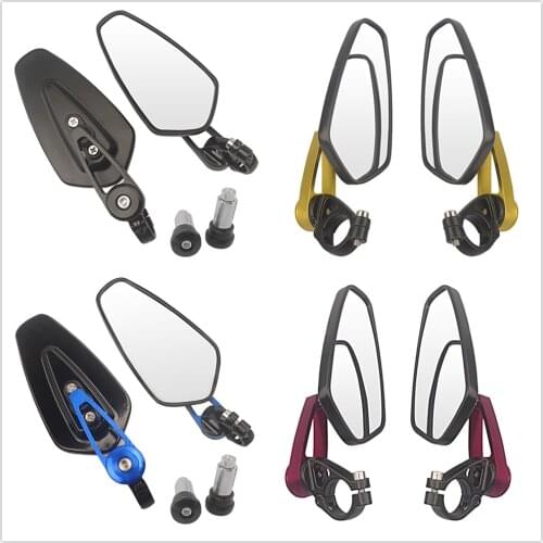 2Pcs Motorcycle Aluminum 7/8" 22mm Bar End Side Rearview Mirror Universal Motorbike Bike Handlebar Rear View Mirrors Universal