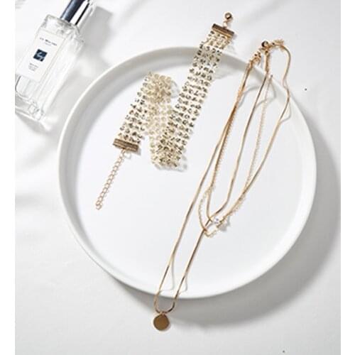 Necklace Goth Aesthetic Chain On The Neck Vintage Pendant 2021 Trend Jewelry Choker Neck Pendant Women Two Piece Sequin Set Punk