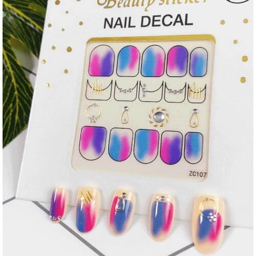 1 Sheet Colorful 3D Bronzing Nail Art Stickers ins Imitation Diamond High Quality Lucky Cat Nail Art Accessories DIY Small Decal