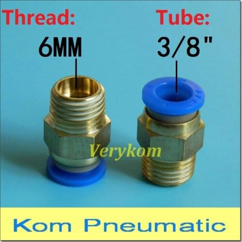 10pcs/lot Tube 6mm Thread 3/8" Air Fitting Male Straight Hose Pipe Pneumatic Fitting PC 6-03 One Touch Quick Connector Joint