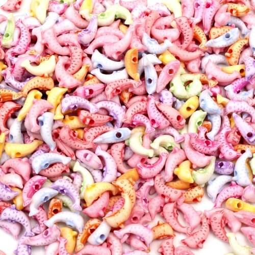 100Pcs Mixed Dolphin Acrylic Beads For DIY Jewelry Marking Loose Spacer Beads Bracelet Necklace Charm Jewelry Finding 12x7mm