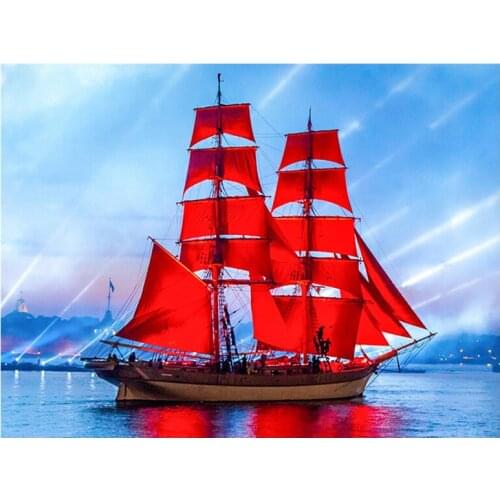 2019 Red sails on the sea new arrived diy diamond embroidery diamond painting home decoration for christmas gift zx
