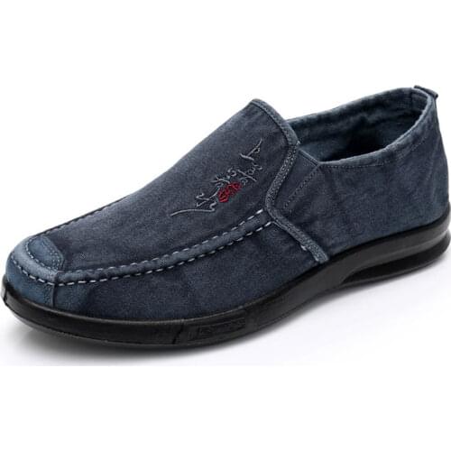 2021 Spring New Mens Shoes Denim Mens Casual Shoes Light Weight Comfortable Loafers Soft Moccasin Plus Size 47 Driving Shoe