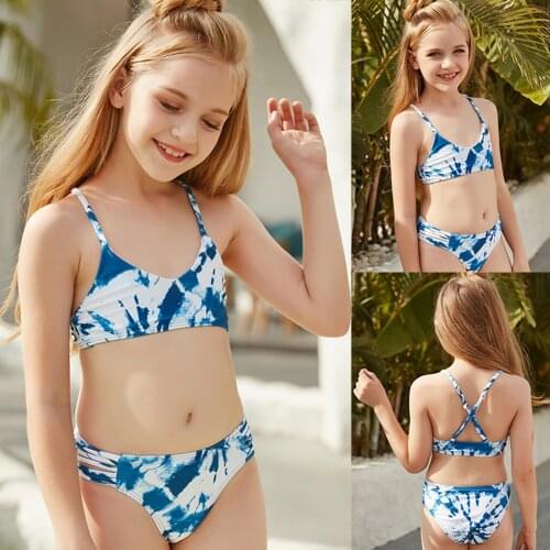 2021 Girls Holiday Cute Gradient Color Bikini Set Fashion Two Piece Swimsuit Bathing Suit Kids Swimwear For Girls Baby Kleidung
