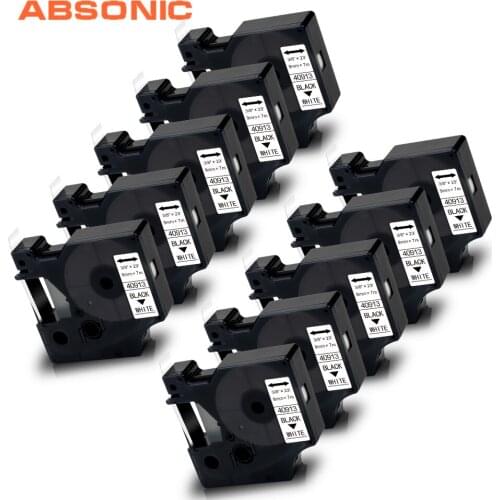 Absonic 10PCS 40913 Black on White Label Tape for Dymo D1 Tape Cassette for Dymo Label Manager 160 210D 280 360D 420P Typewriter