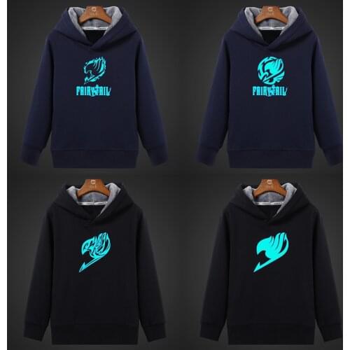 Anime Fairy Tail Fluorescent Luminous Hoodies Men Hooded Sweatshirt Streetwear Winter Fleece Warm Tops Unisex Plus Size Coat