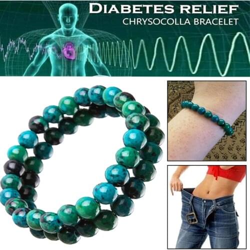 Chrysocolla Malachite Bracelets For Couple Women Men Natural Stone Beads Bracelet Round Shape Diabetes Relief Handmade Jewelry