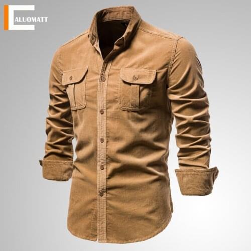 Мужские вельветовые рубашки CALUOMATT China At AliExpress